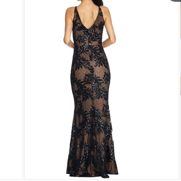 Dress The Population Sharon Lace Sequin Floral Mermaid Maxi Gown Black Small - Picture 5 of 14